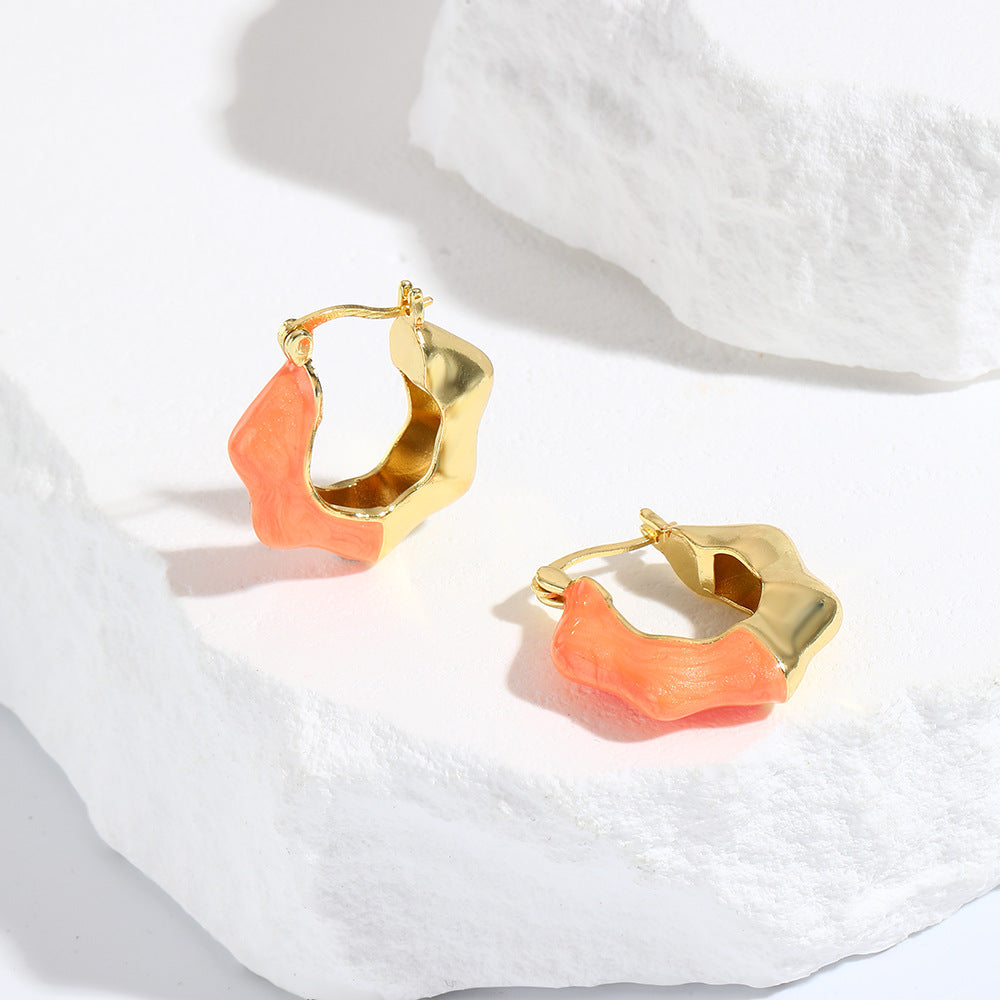 Wholesale Fashion Wavy Colorful Oil Drop Earrings